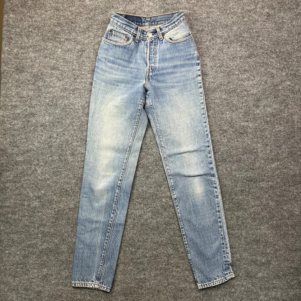 VTG Levi's 501 Jeans Women's 3L Blue Denim Pockets Button Fly USA Made - 23x31